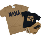 MAMA'S BOY BROWN ON BLACK TEE