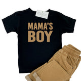 MAMA'S BOY BROWN ON BLACK TEE