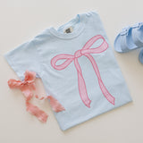 PINK BOW CHAMBRAY KIDS TEE