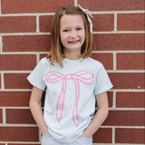 PINK BOW CHAMBRAY KIDS TEE