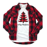 RED PLAID CHRISTMAS TREE SHIRT