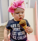 LIFE IS SHORT EAT MORE ICE CREAM KID SHIRT - GRAY