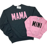 MAMA PINK ON BLACK SWEATSHIRT