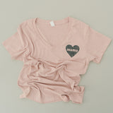 MAMA HEART WOMENS VNECK - ROSE SHIRT