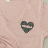 MAMA HEART WOMENS VNECK - ROSE SHIRT