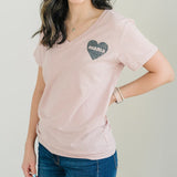 MAMA HEART WOMENS VNECK - ROSE SHIRT