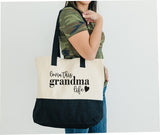 LOVIN THIS GRANDMA LIFE CANVAS TOTE BAG