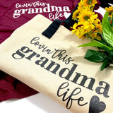 LOVIN THIS GRANDMA LIFE BLACK STRAP CANVAS TOTE BAG - Ice Cream Life