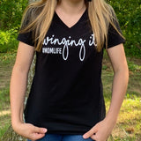 WINGING IT #MOMLIFE WOMENS VNECK SHIRT - Ice Cream Life