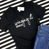WINGING IT #MOMLIFE WOMENS VNECK SHIRT - Ice Cream Life