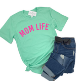 HOT PINK MOM LIFE MINT TEE