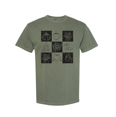 CHECKERED FALL TEE - MOSS