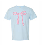 PINK BOW CHAMBRAY TEE - ADULT & YOUTH
