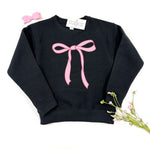 PINK BOW BLACK SWEATSHIRT - KIDS