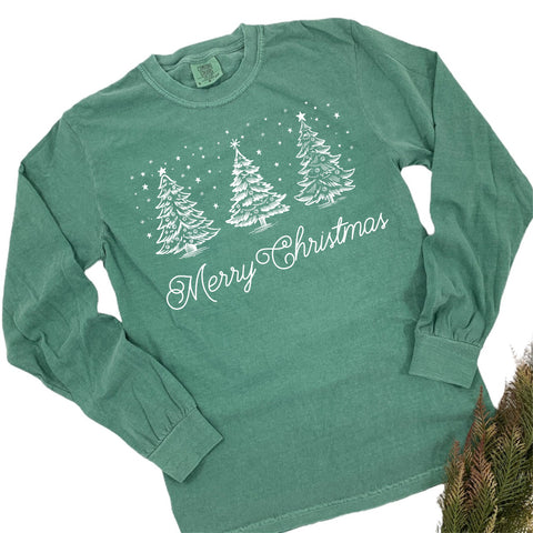 SNOWY CHRISTMAS TREES LONG SLEEVE - ADULT