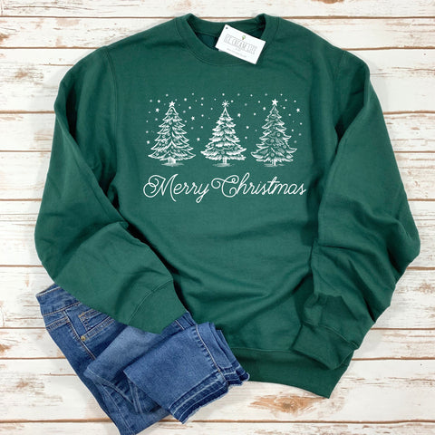 SNOWY CHRISTMAS TREES SWEATSHIRT - ADULT