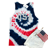 METALLIC USA TIE DYE TANK