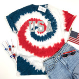 METALLIC USA TIE DYE SHIRT