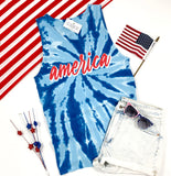 FINAL SALE - LIMITED SIZES LEFT - AMERICA ROYAL BLUE TIE DYE TANK TOP - Ice Cream Life