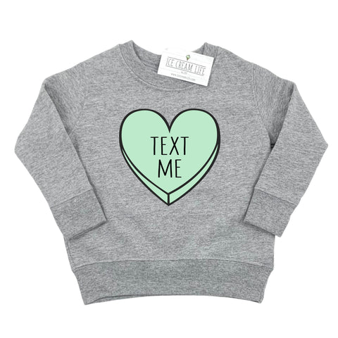 TEXT ME CANDY HEART KIDS SWEATSHIRT