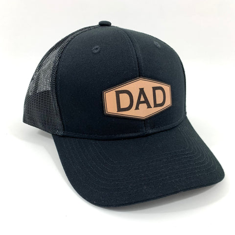 DAD LEATHER PATCH HAT - BLACK