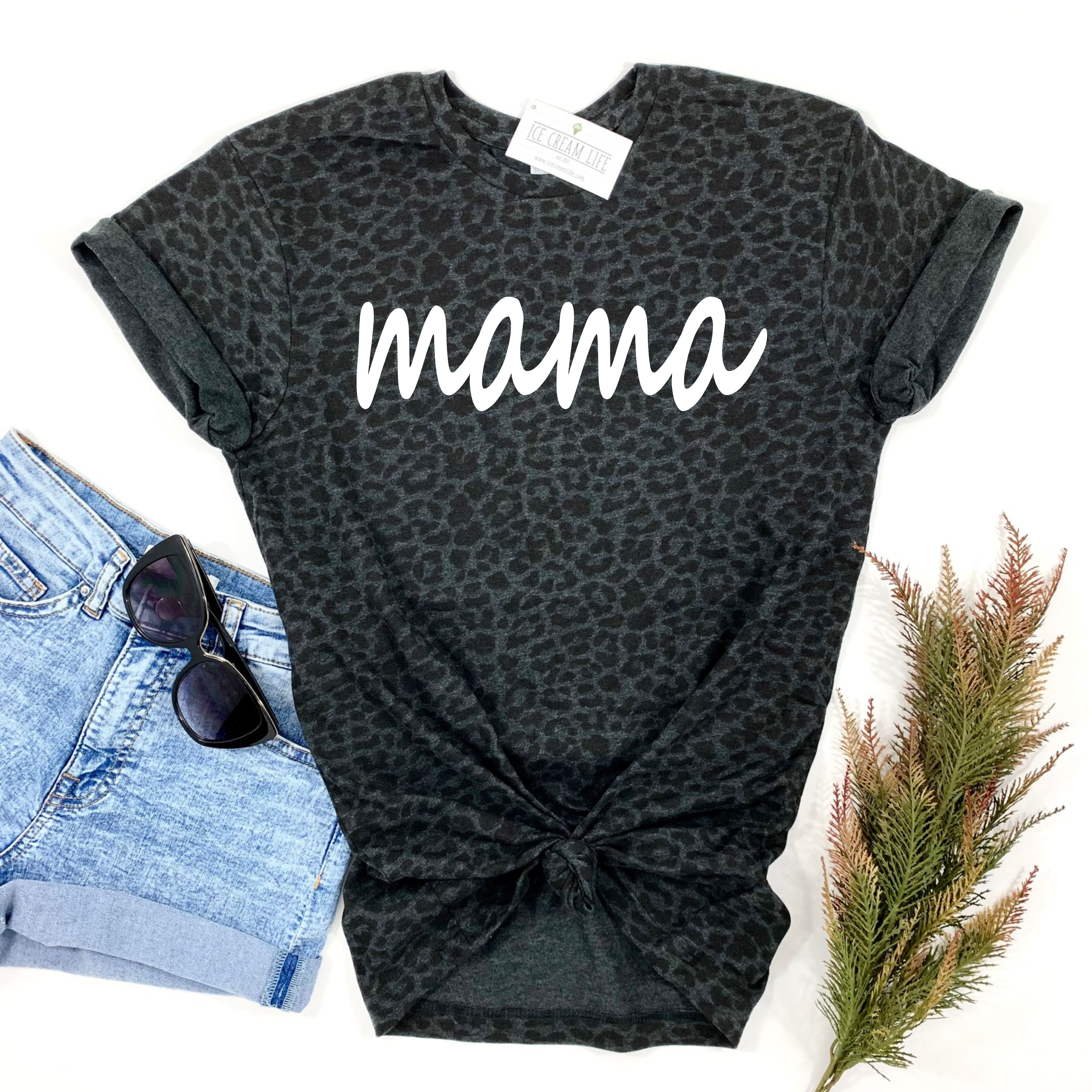 BLACK LEOPARD MAMA SHIRT