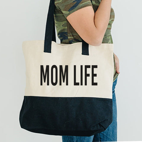 MOM LIFE CANVAS TOTE BAG